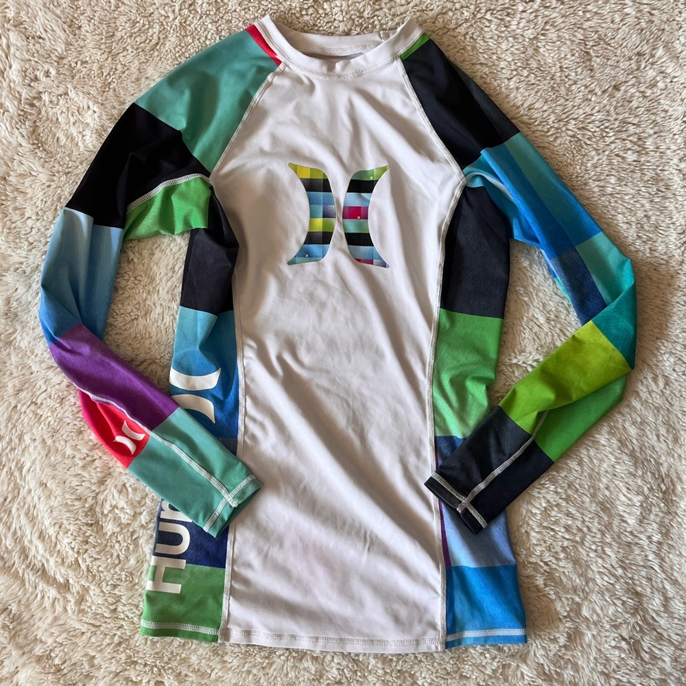 Hurley Girls Rashguard Swim Shirt UV 50 Protection Sz 12